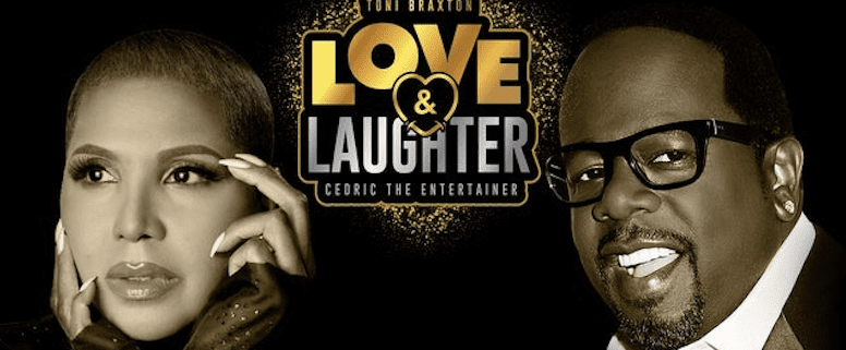 Love & Laughter show poster with two people.